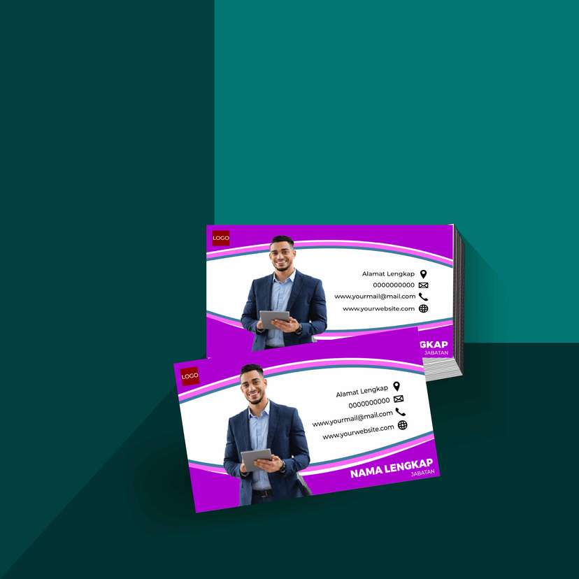 Kartu Nama Profesional Elegan Warna Ungu Vibrant dengan Sentuhan Modern Minimalis untuk Branding Bisnis - Image 1