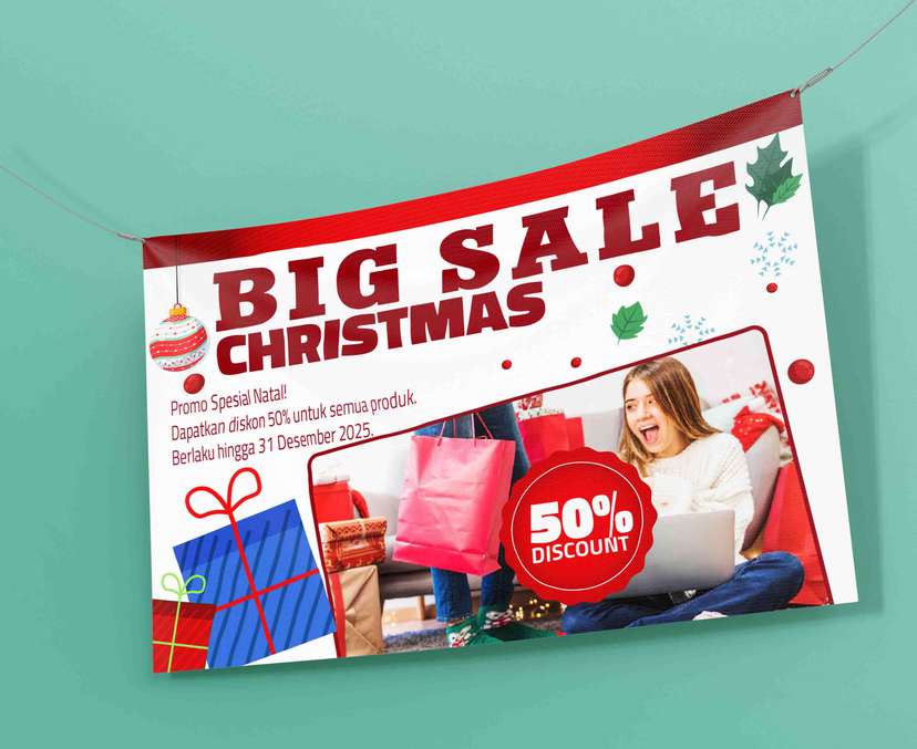 Baliho Big Sale Nuansa Natal Dengan Kado - Image 1