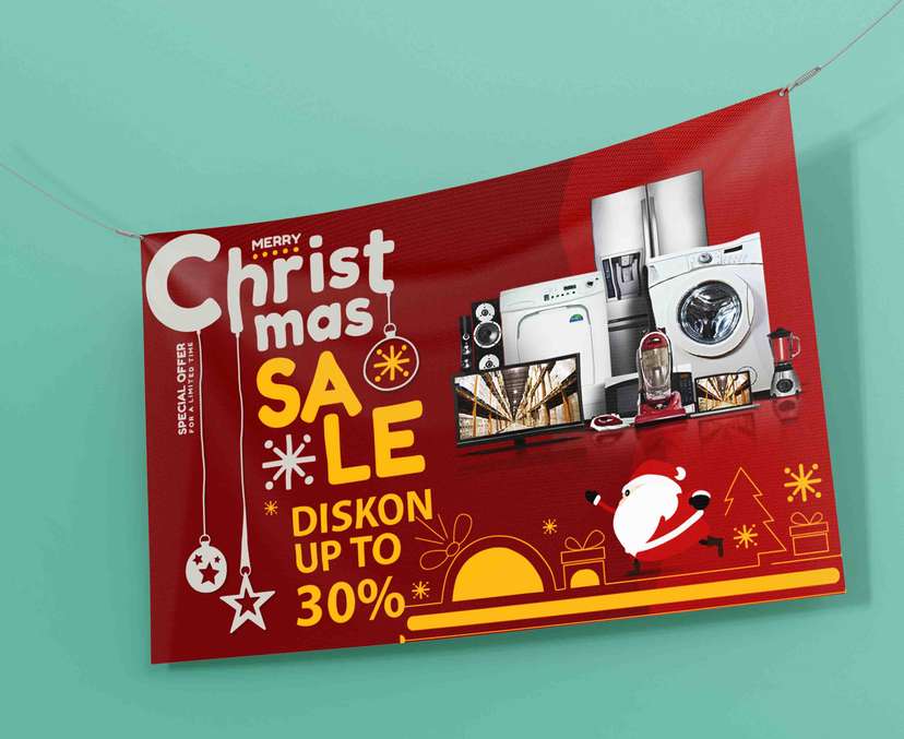 Baliho Natal Merah Ramai Christmas Sale - Image 1