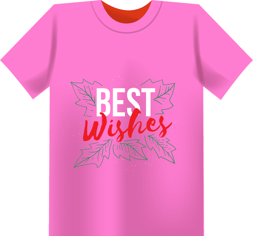 Kaos Pink Custom Natal Dengan Ornamen Daun Natal - Image 1