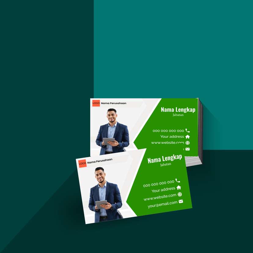 “Kartu Nama Bisnis Bernuansa Hijau Segar dengan Aksen Putih Bersih, Memberikan Tampilan Profesional - Image 1