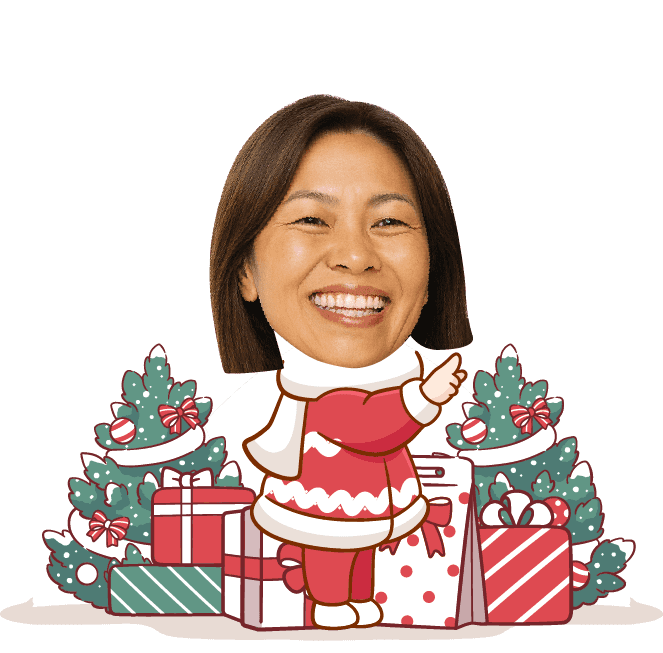 Figure Shaking Head Girl Santa Claus With Gifts - Image 1
