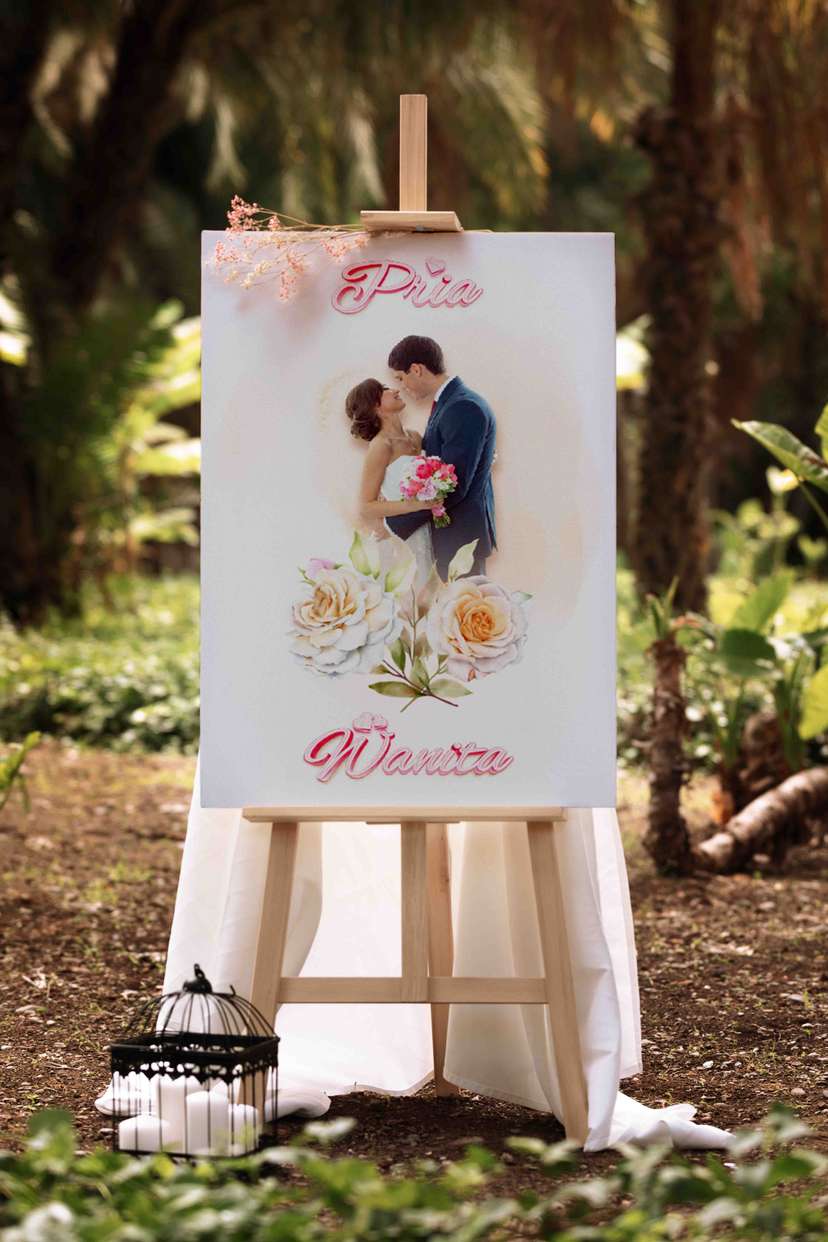 Welcome Wedding Sign Terlukis Indah dalam Kasih Tuhan - Image 1