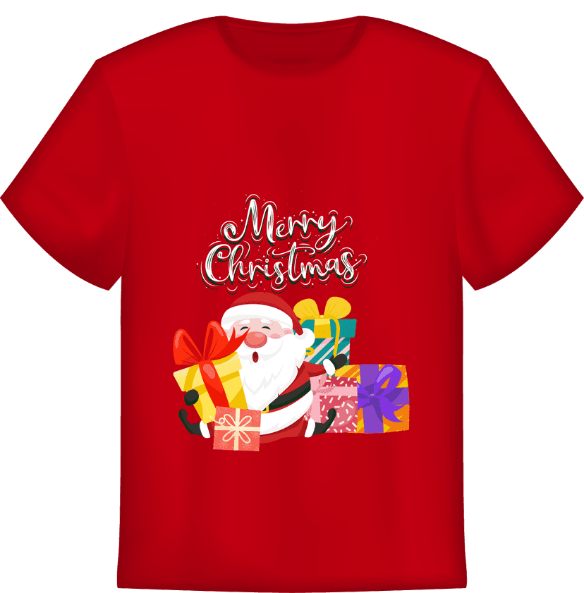 Kaos Merah Santa Chibi Pegang Kado - Image 1