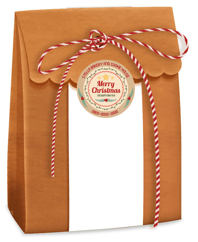 Sticker Merry Christmas Desain Daun Natal untuk Kemasan Kue dan Hampers - Image 1