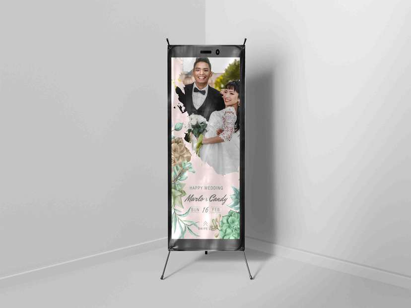 X Banner Wedding Pastel Floral Desain Elegan untuk Hari Bahagia Anda - Image 1