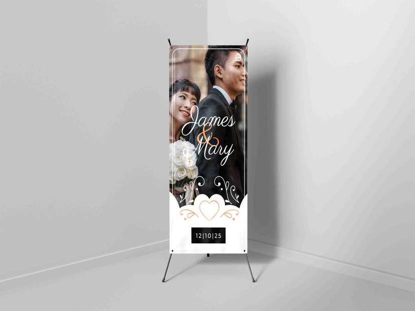 X Banner Wedding Elegant Classic Desain Simpel & Romantis untuk Hari Pernikahan - Image 1