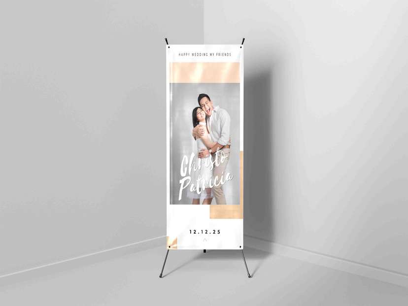 X Banner Wedding Minimalist Beige Desain Modern & Hangat untuk Momen Bahagia - Image 1