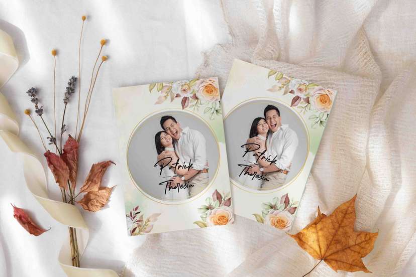 Undangan Pernikahan Elegan Floral Hijau Pastel - Image 1