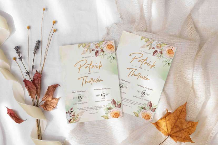 Undangan Pernikahan Elegan Floral Hijau Pastel - Image 2