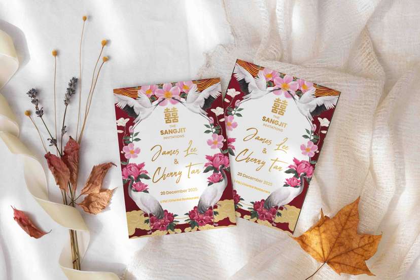 Undangan Sangjit Floral Peony Merah - Image 1