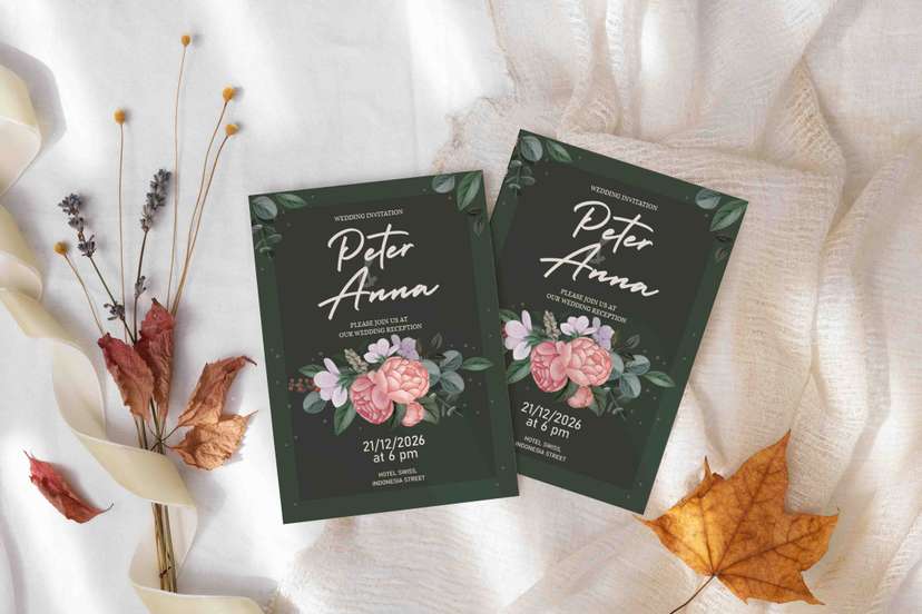 Undangan Pernikahan Green Emerald Floral - Image 2
