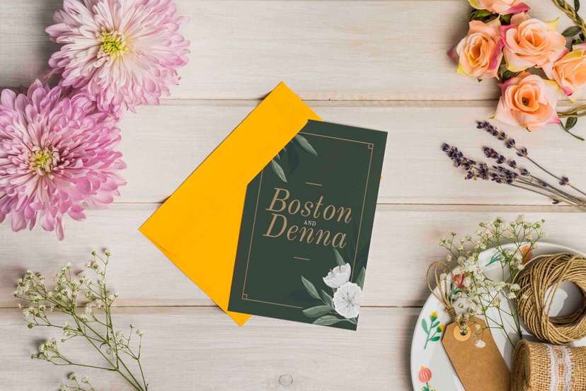 Undangan Pernikahan Hijau Minimalis Elegan - Image 1