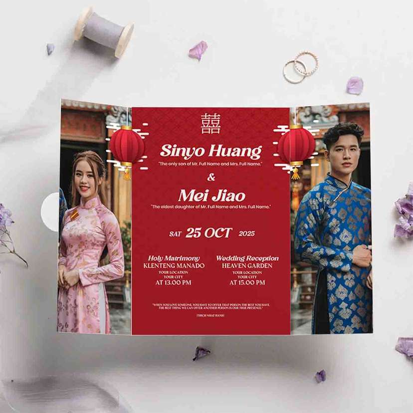 Undangan Pernikahan Merah Elegan Oriental - Image 2
