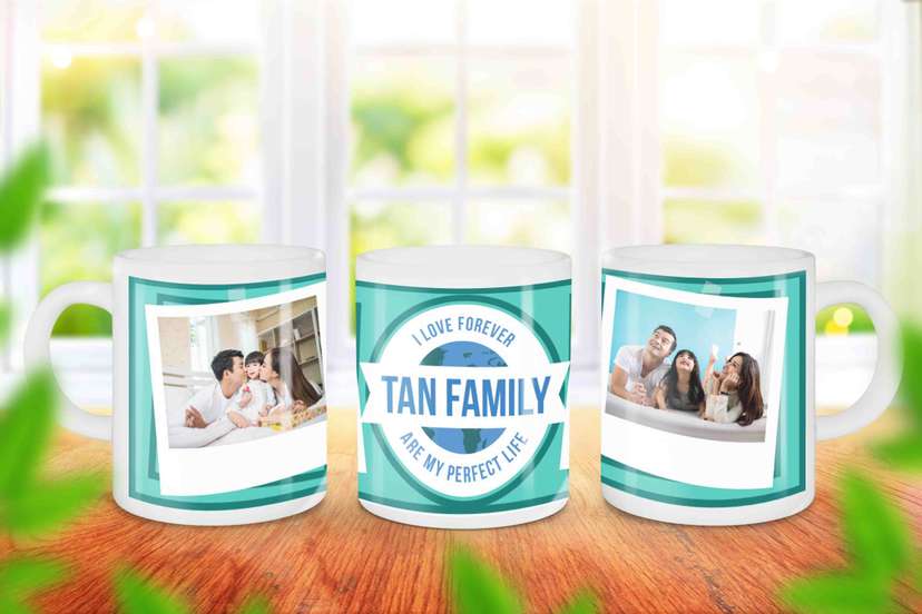 Mug Souvenir Keluarga Lengkap Dengan Foto Warna Tosca - Image 1