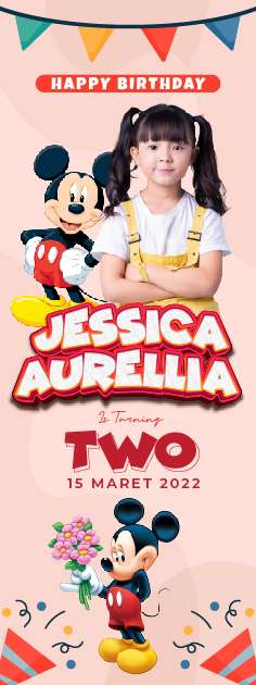 Standing Banner Hari Ulang Tahun Anak Mickey Mouse - Image 1