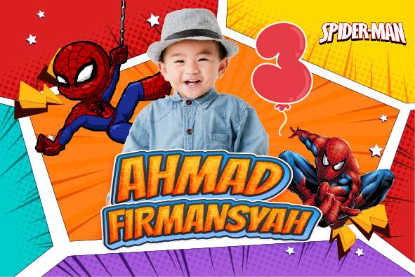 Baliho Hari Ulang Tahun Anak Spiderman - Image 1
