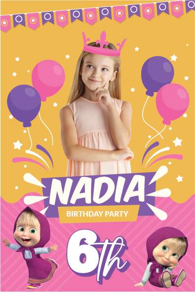 Baliho Ulang Tahun Masha and The Bear - Image 1