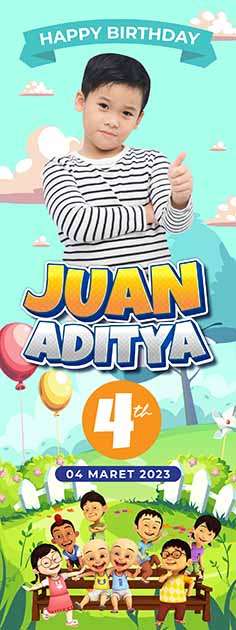 Standing Banner Hari Ulang Tahun Anak Upin dan Ipin - Image 1