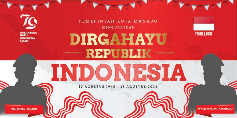 Spanduk Dirgahayu Republik Indonesia ke-79 Pemkot Manado - Image 1