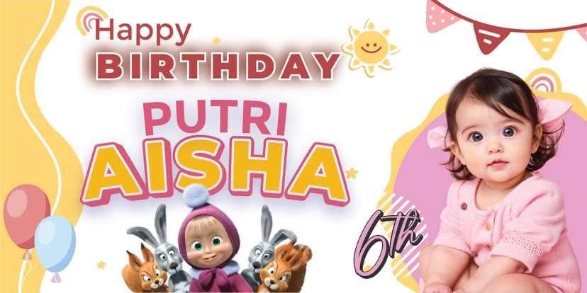 Baliho Ulang Tahun Masha and The Bear - Image 1