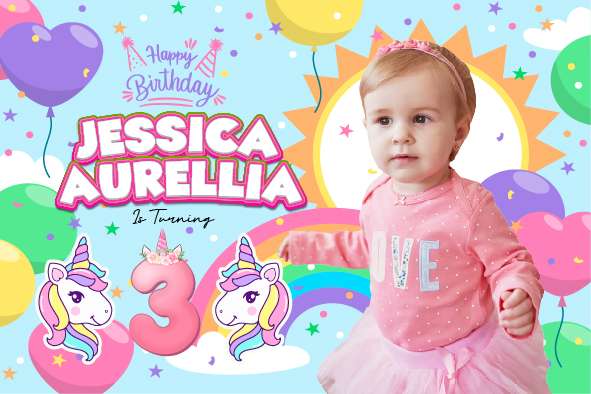 Baliho Hari Ulang Tahun Anak Unicorn - Image 1