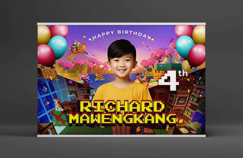 Baliho Hari Ulang Tahun Anak Minecraft - Image 2