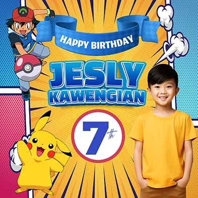 Baliho Ulang Tahun Anak Pokemon - Image 1