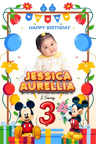 Baliho Hari Ulang Tahun Anak Mickey Mouse - Image 1