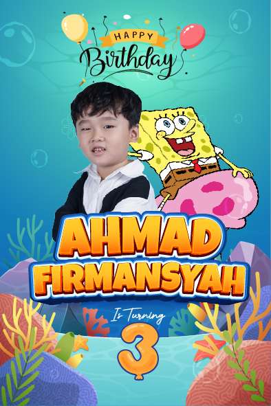 Baliho Hari Ulang Tahun Anak Spongebob - Image 1