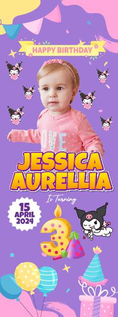 Standing Banner Hari Ulang Tahun Anak Kuromi - Image 1