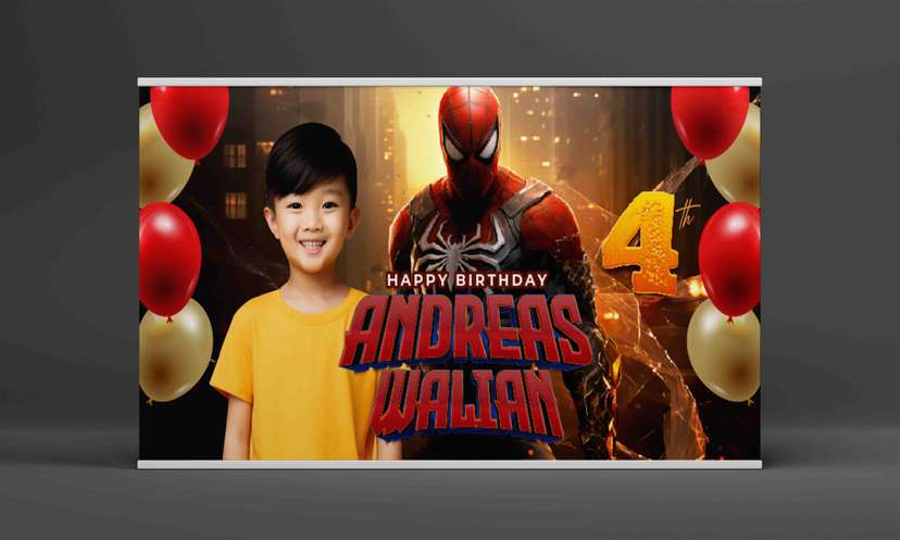 Baliho Hari Ulang Tahun Anak Spiderman - Image 2