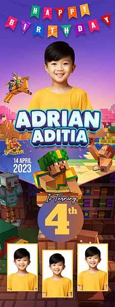 Standing Banner Hari Ulang Tahun Anak Minecraft - Image 1