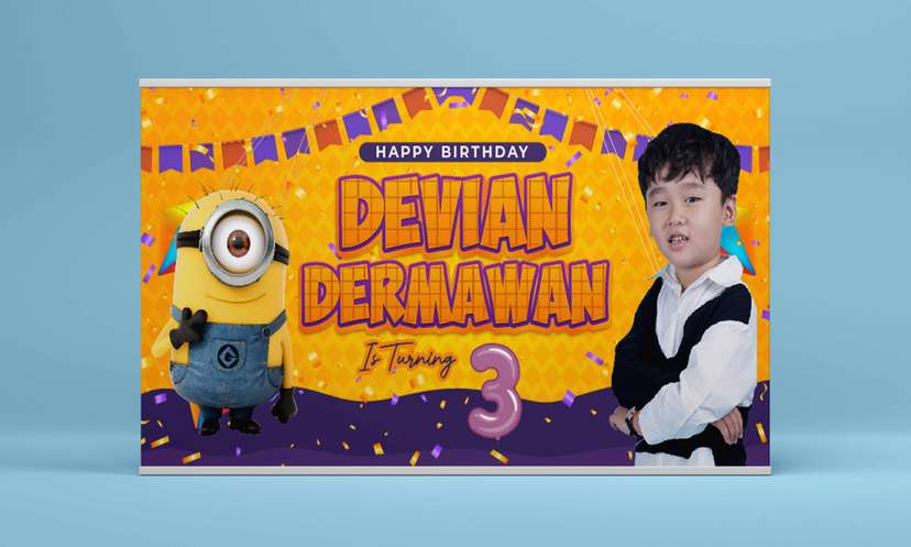 Baliho Hari Ulang Tahun Anak Minions - Image 2