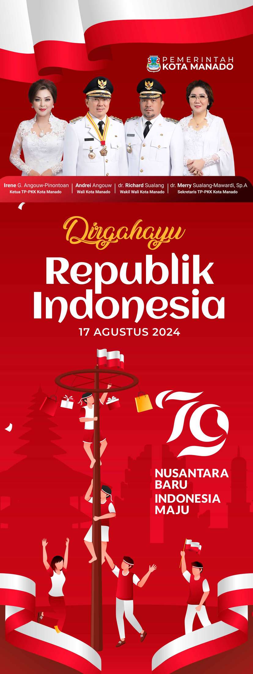 Standing Banner Dirgahayu Republik Indonesia RI Ke-79 Pemkot Manado - Image 1