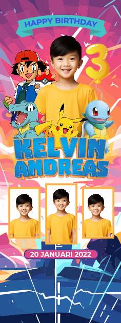 Standing Banner Hari Ulang Tahun Anak Pokemon - Image 1