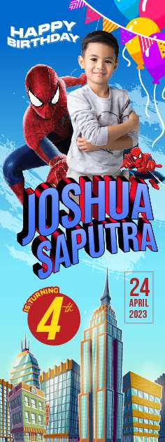 Standing Banner Hari Ulang Tahun Anak Spiderman - Image 1