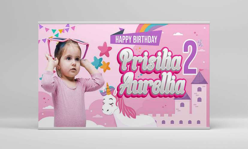 Baliho Hari Ulang Tahun Anak Unicorn - Image 2