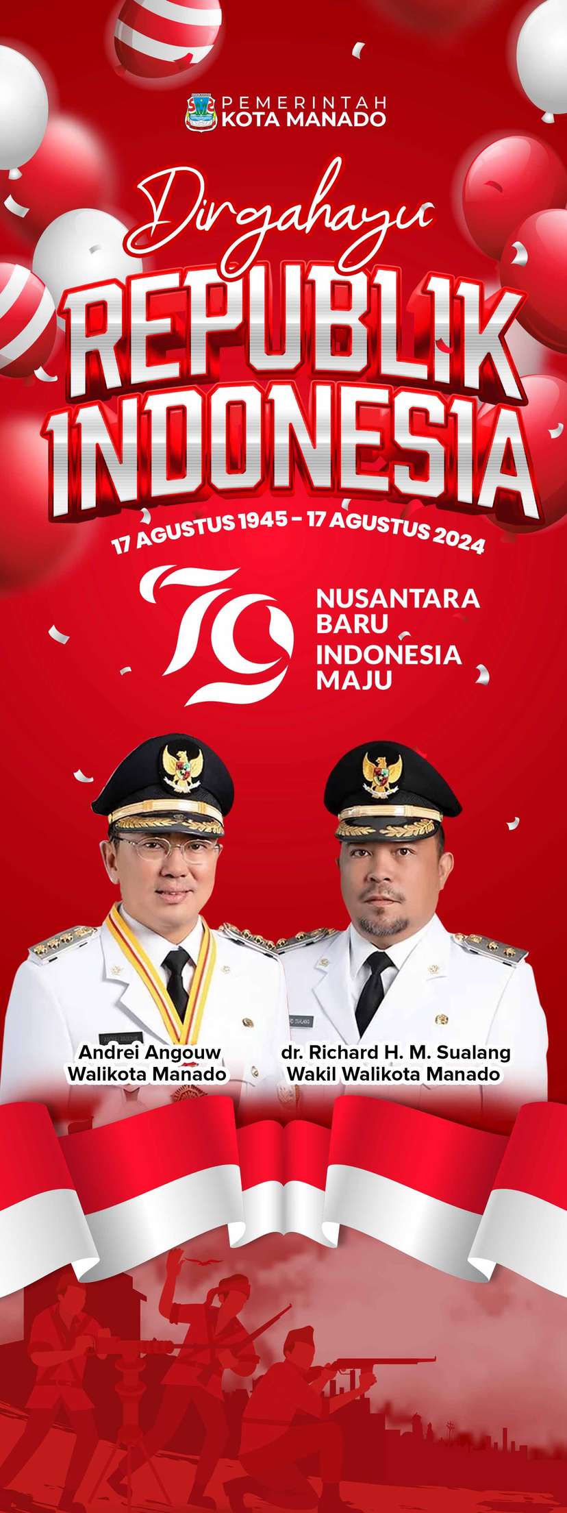 Standing Banner Dirgahayu Republik Indonesia RI Ke-79 Pemkot Manado - Image 1