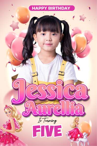 Baliho Hari Ulang Tahun Anak Barbie - Image 1