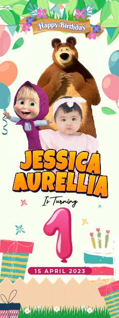 Standing Banner Hari Ulang Tahun Anak Masha and the Bear - Image 1