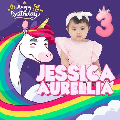 Baliho Hari Ulang Tahun Anak Unicorn - Image 1