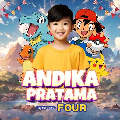 Baliho Hari Ulang Tahun Anak Pokemon - Image 1