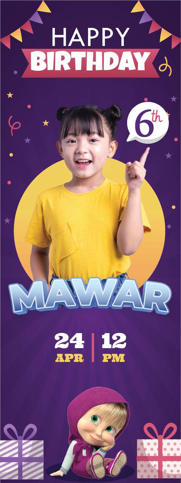 Standing Banner Ulang Tahun Masha and The Bear - Image 1