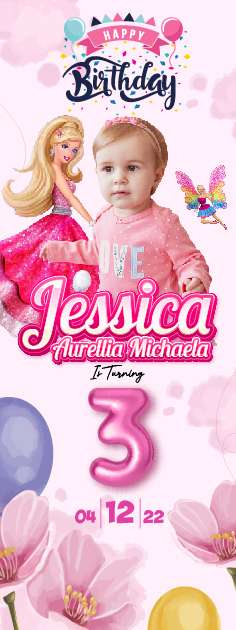 Standing Banner Hari Ulang Tahun Anak Barbie - Image 1