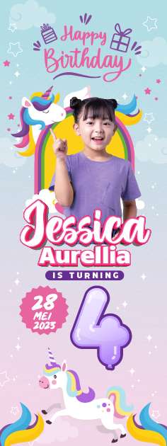 Standing Banner Hari Ulang Tahun Anak Unicorn - Image 1