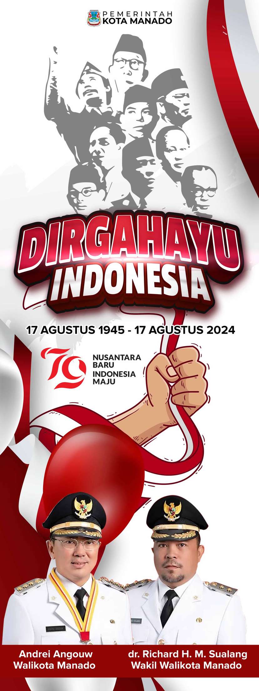 Standing Banner Dirgahayu Republik Indonesia RI Ke-79 Pemkot Manado - Image 1