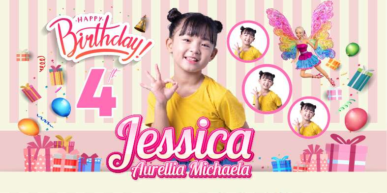 Baliho Hari Ulang Tahun Anak Barbie - Image 1