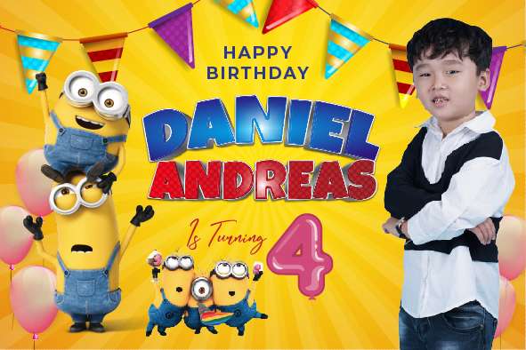 Baliho Hari Ulang Tahun Anak Minions - Image 1