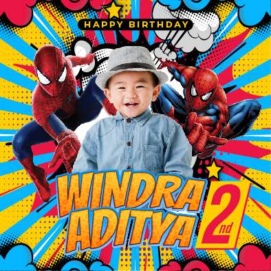 Baliho Hari Ulang Tahun Anak Spiderman - Image 1